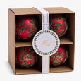 Holly Glass Bauble Set Of 4 (Red & Green) Front