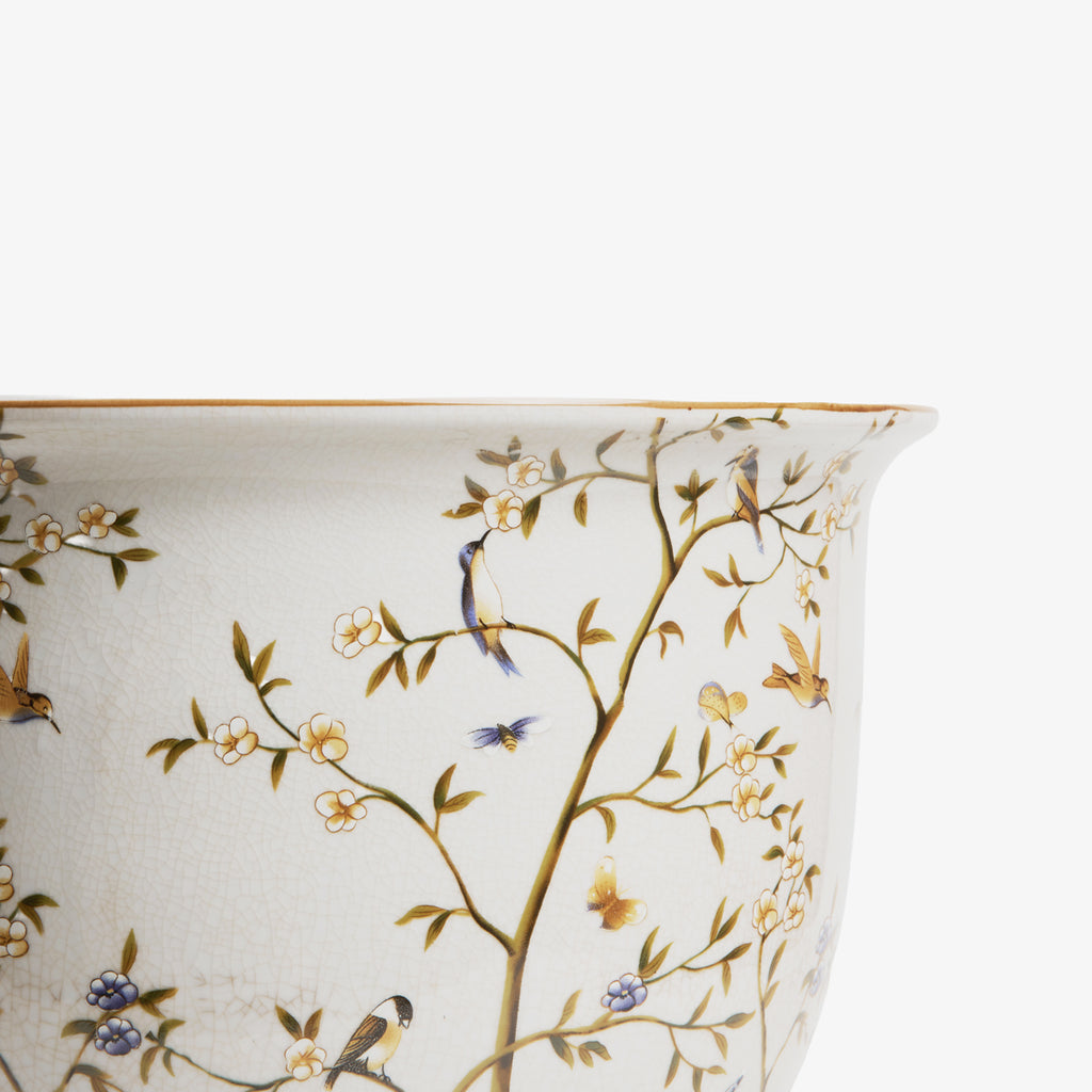 Hummingbird Planters With Saucer Close Up of Design