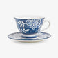 Indigo Bloom Blue & White Floral Tea Cup & Saucer Front View
