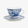 Indigo Bloom Blue & White Floral Tea Cup & Saucer Front View