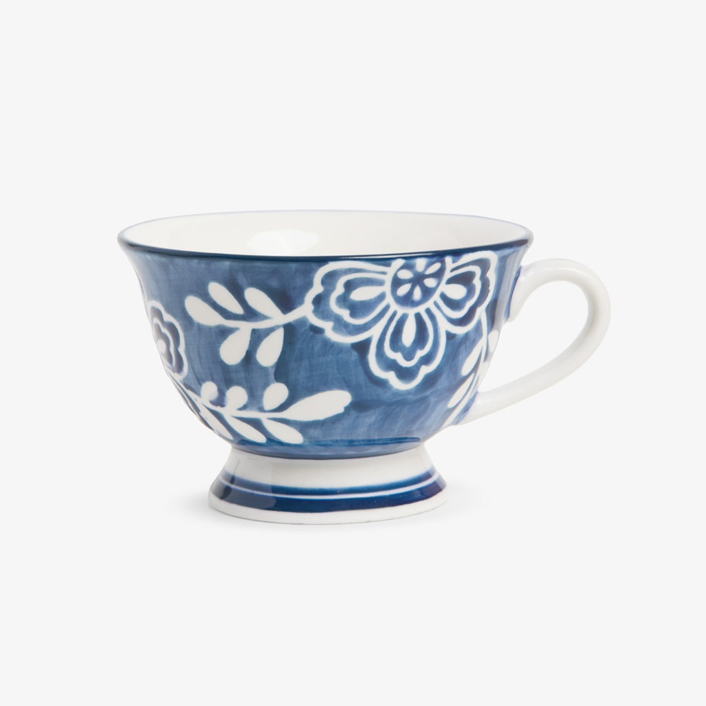 Indigo Bloom Blue & White Floral Tea Cup & Saucer Tea Cup Front View