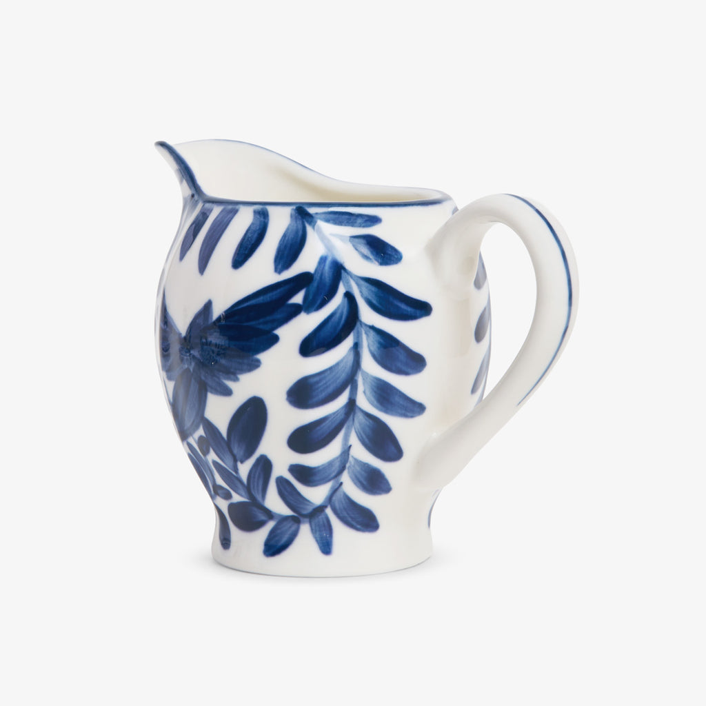 Indigo Sky Blue & White Bird Jug Side View