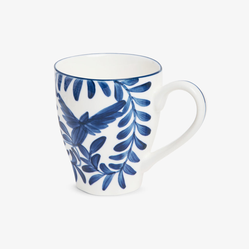 Indigo Sky Blue & White Bird Mug Side View