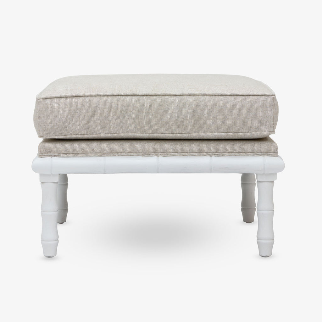 Indira Bamboo Ottoman (White & Natural) Front View