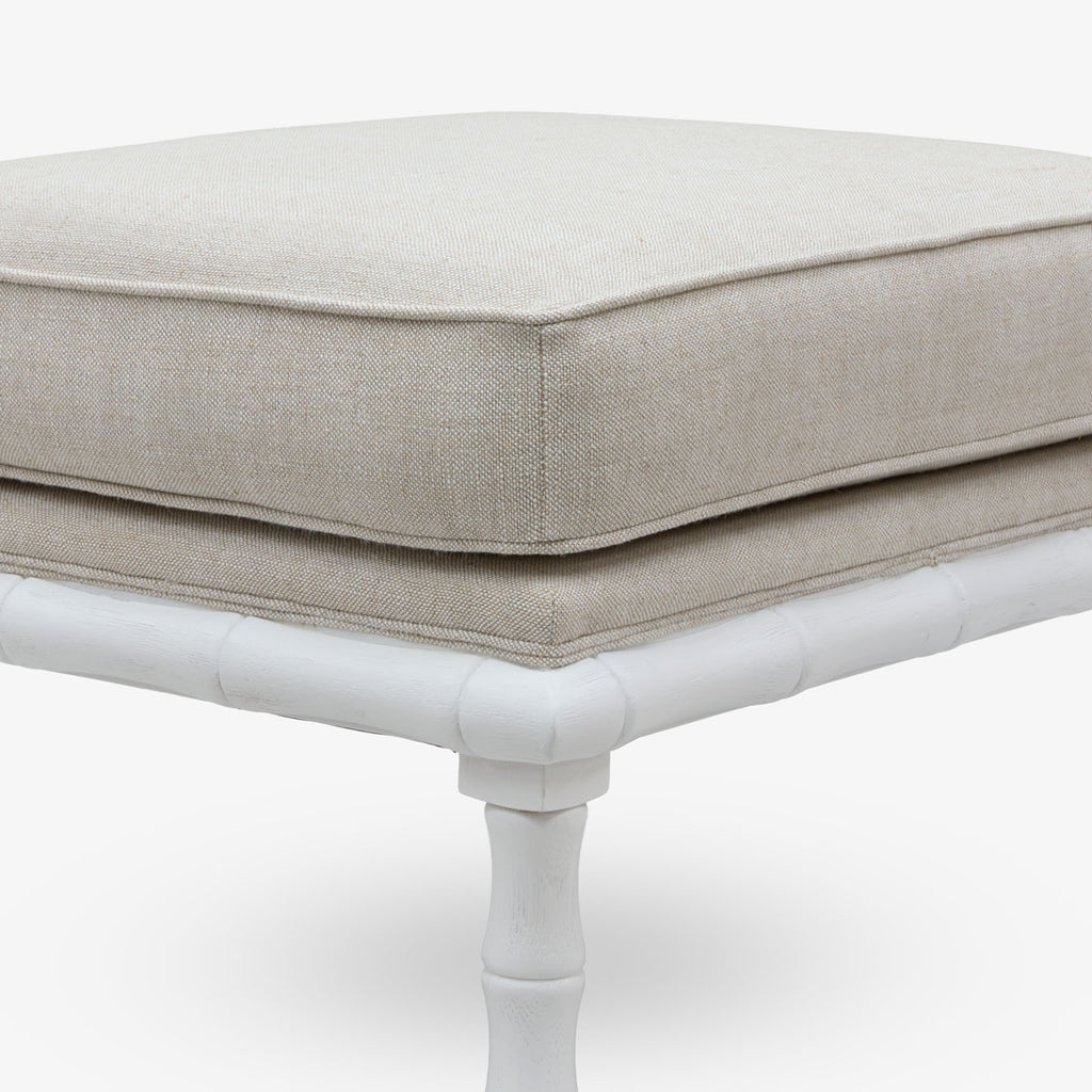 Indira Bamboo Ottoman (White & Natural) Close Up