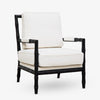 Indira Black Oak Bamboo Armchair (White) Front View