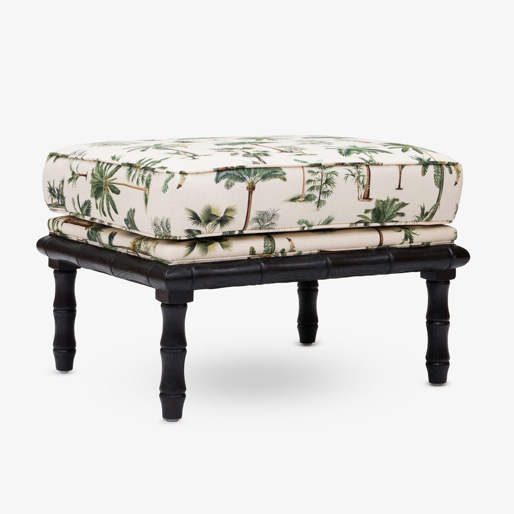 Indira Bamboo Ottoman (Black & White) Side View