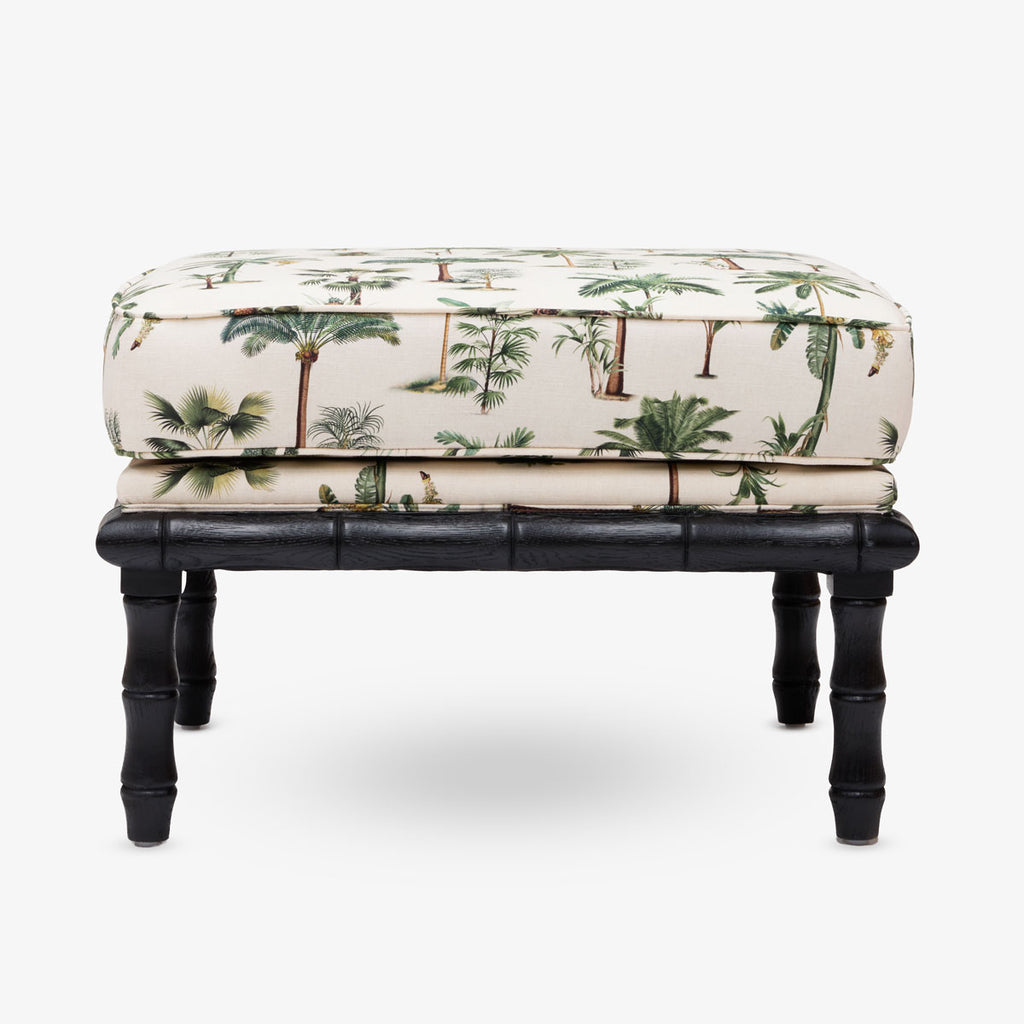 Indira Bamboo Ottoman (Black & White) Front View