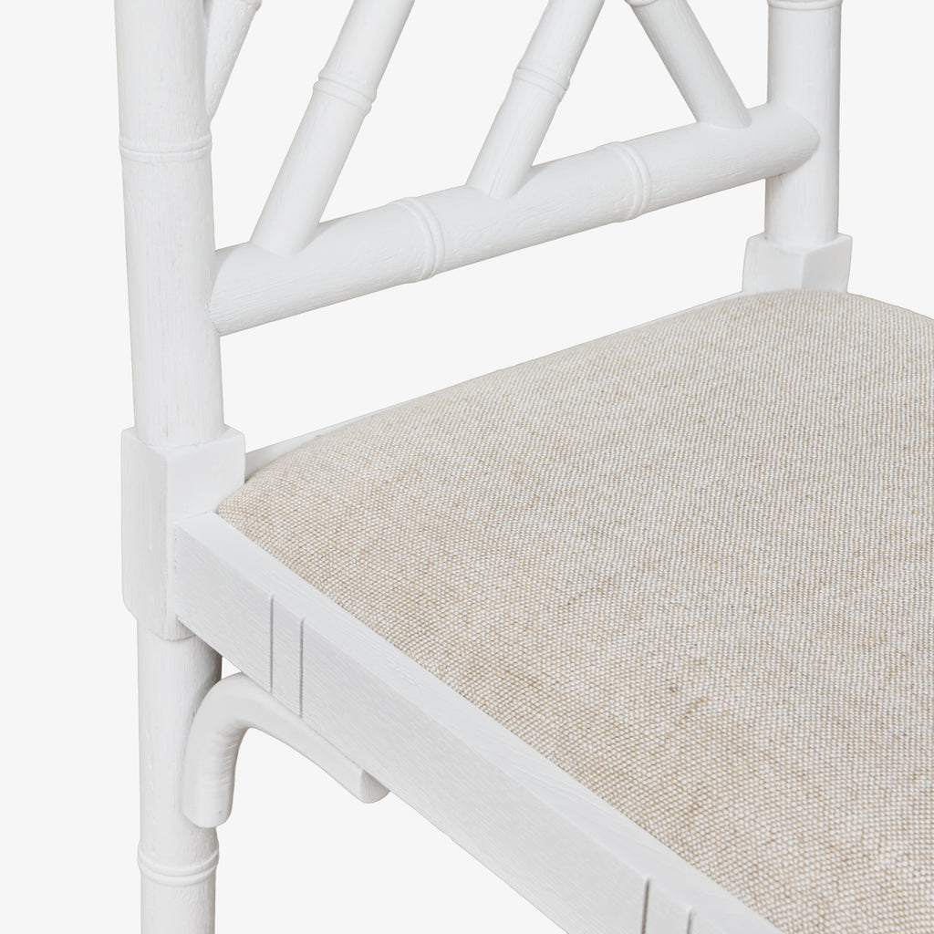 Indira Chinoiserie Dining Chair (White) CLose Up