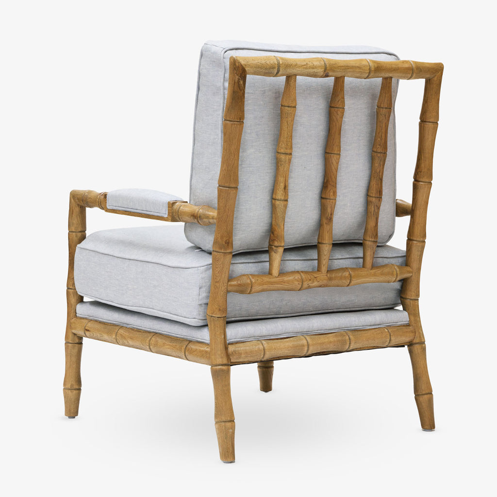 Indira Oak Bamboo Armchair (Duck Egg Blue) Back View