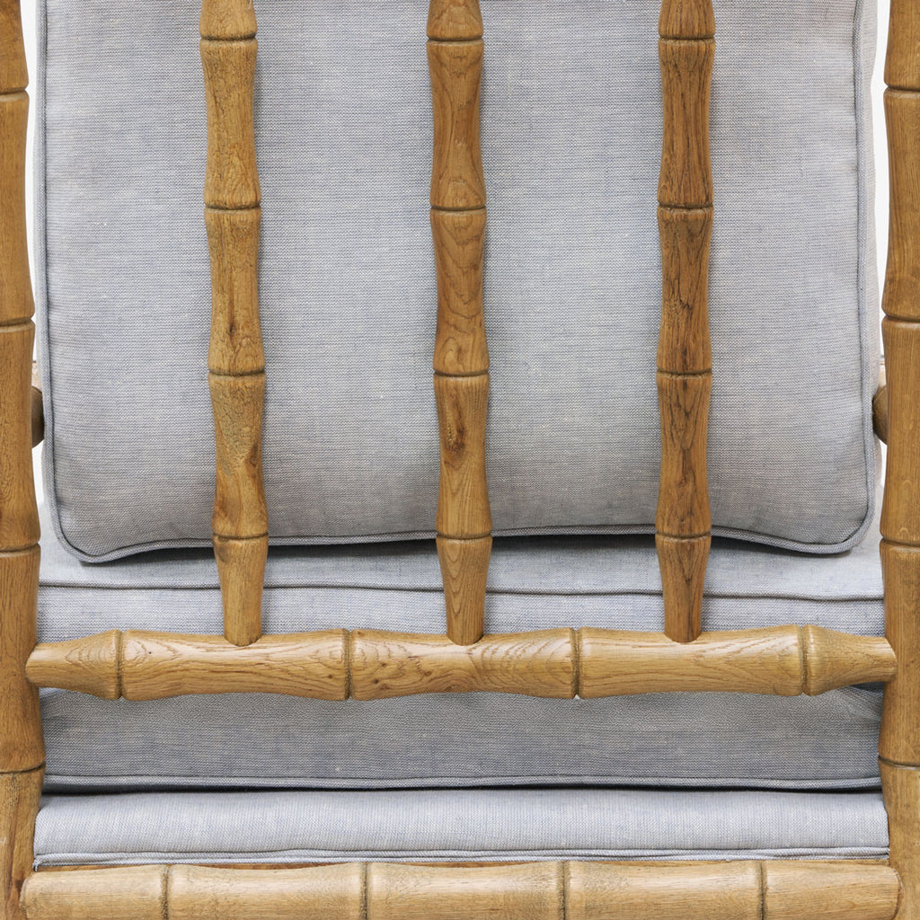 Indira Oak Bamboo Armchair (Duck Egg Blue) Back Close Up