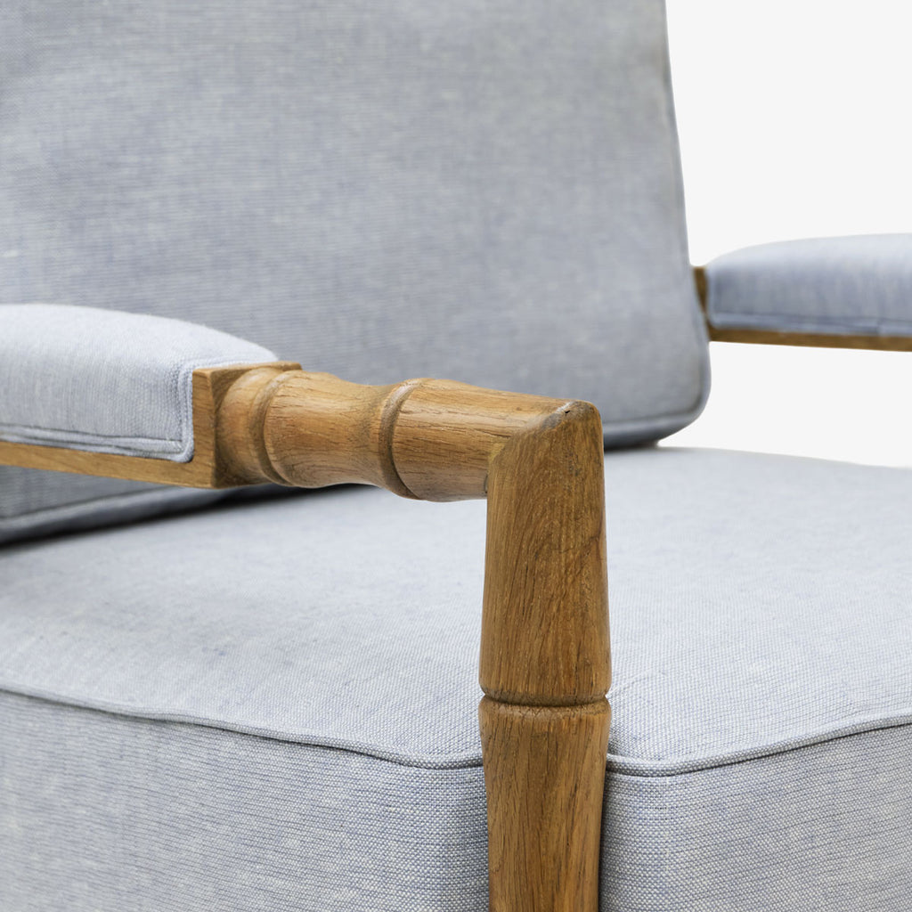 Indira Oak Bamboo Armchair (Duck Egg Blue) Close Up