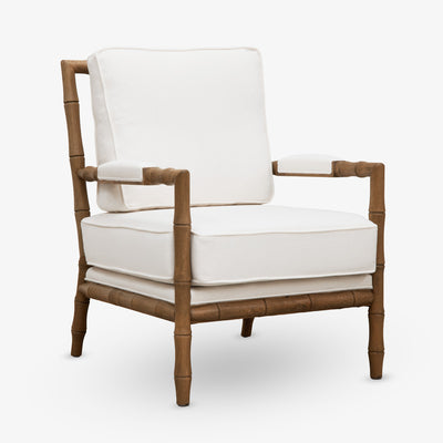 Indira Oak Bamboo Armchair (White) Front View