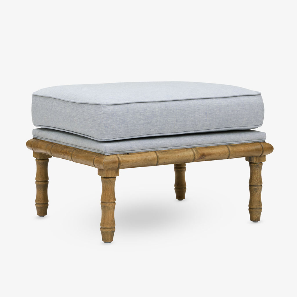 Indira Bamboo Ottoman (Oak & Duck Egg Blue) Side View