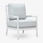 Indira White Grain Bamboo Armchair (Blue Stripe) Front View