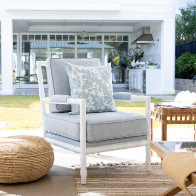Indira White Bamboo Armchair (Duck Egg) Styled in Poolhouse