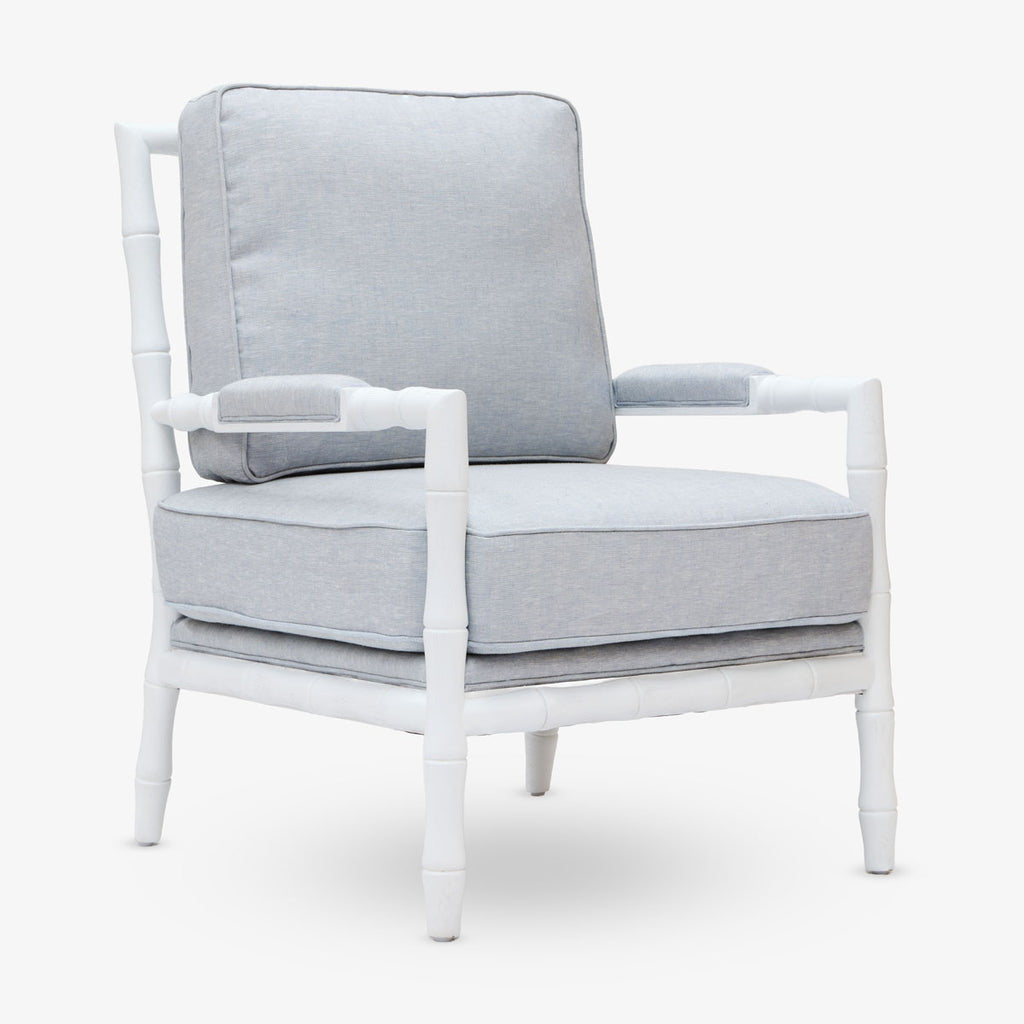 Indira White Grain Bamboo Armchair (Duck Egg) Front View