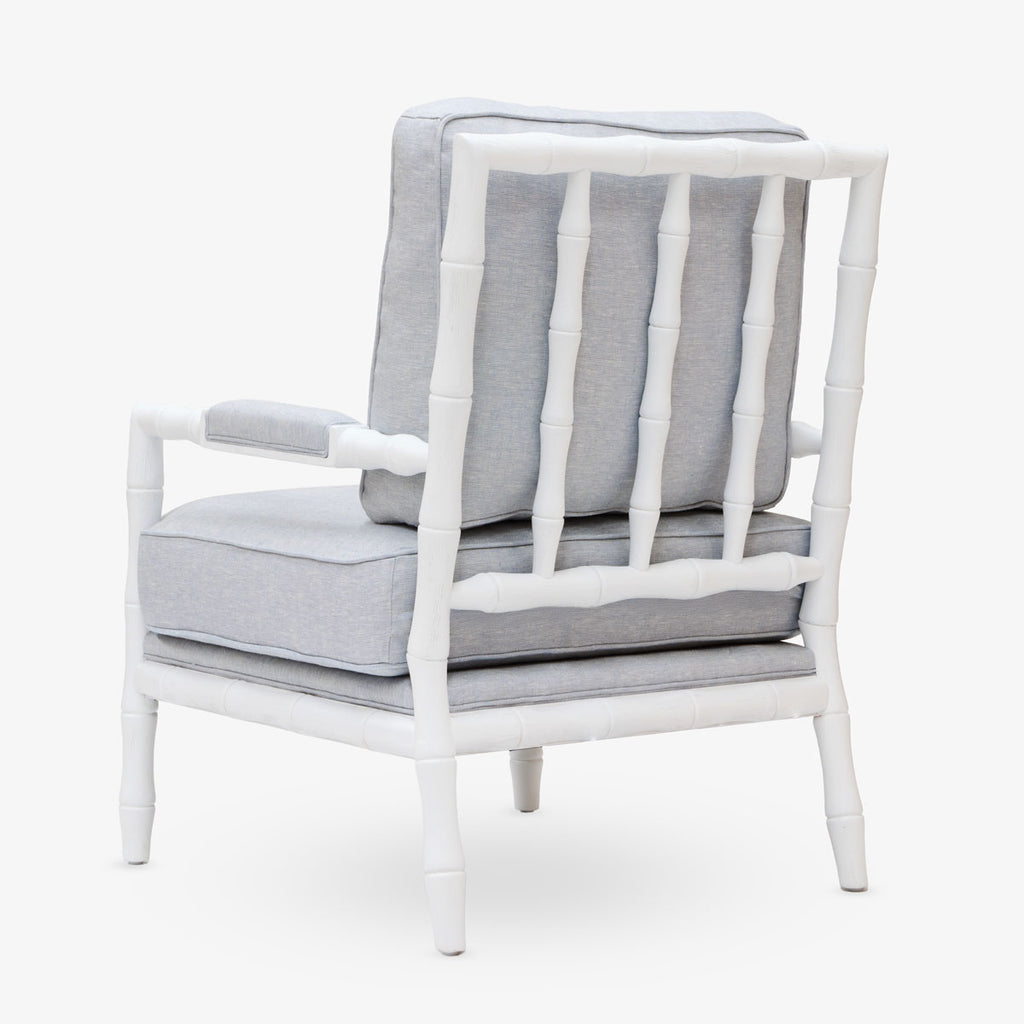 Indira White Grain Bamboo Armchair (Duck Egg) Back View
