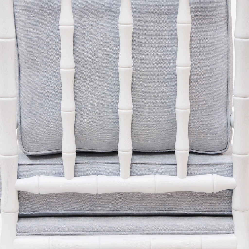 Indira White Grain Bamboo Armchair (Duck Egg) Back View