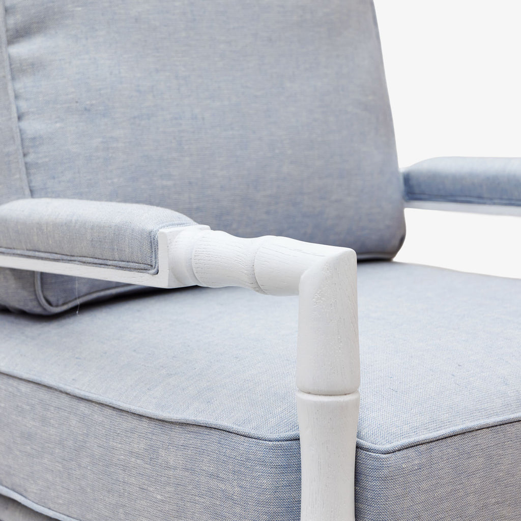 Indira White Grain Bamboo Armchair (Duck Egg) Close Up