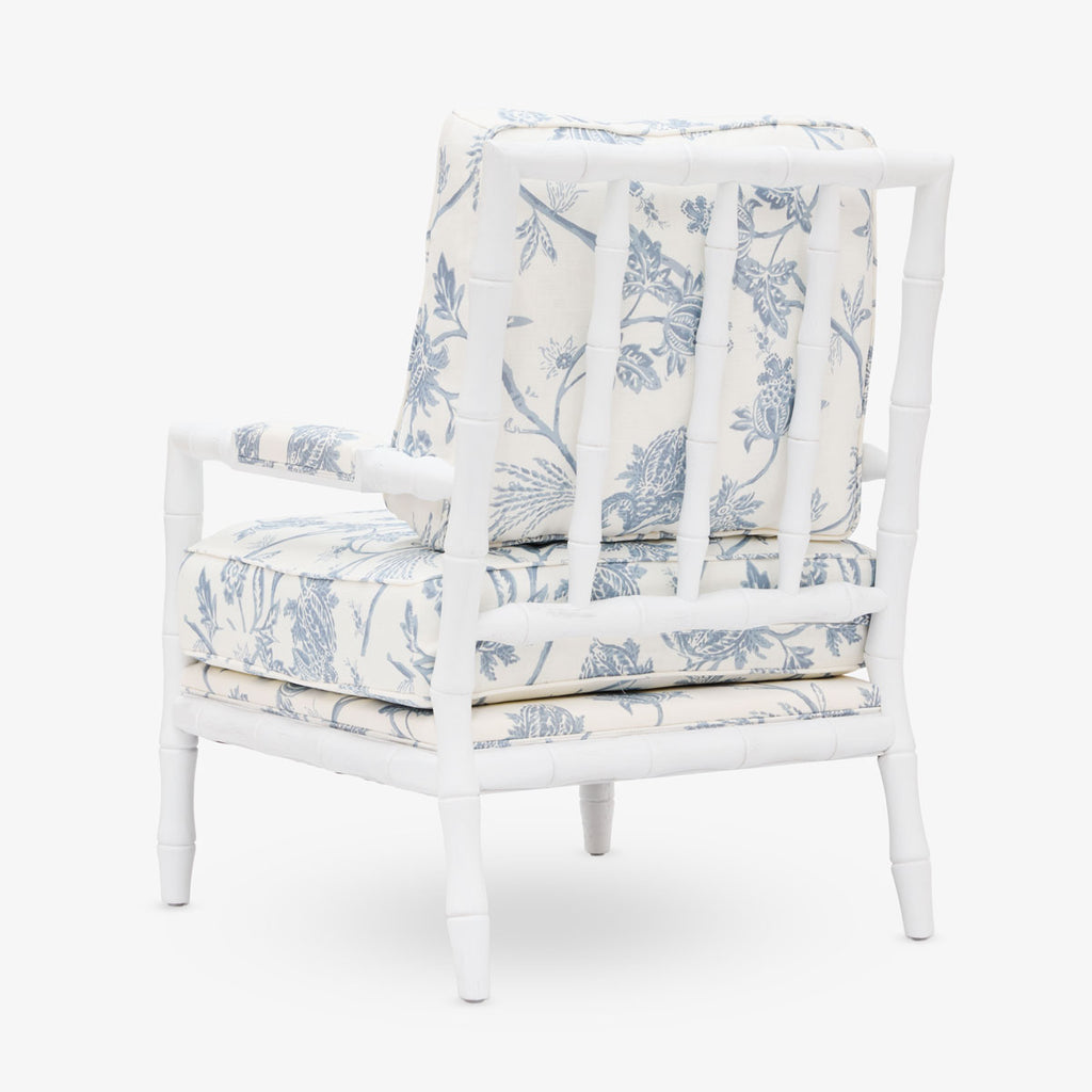 Indira White Grain Bamboo Armchair (Spring Floral) Back View
