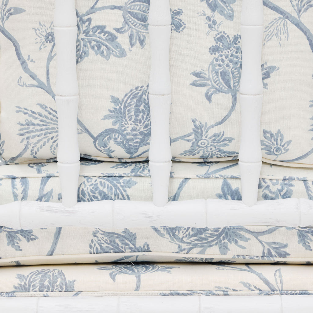 Indira White Grain Bamboo Armchair (Spring Floral) Close Up of Back