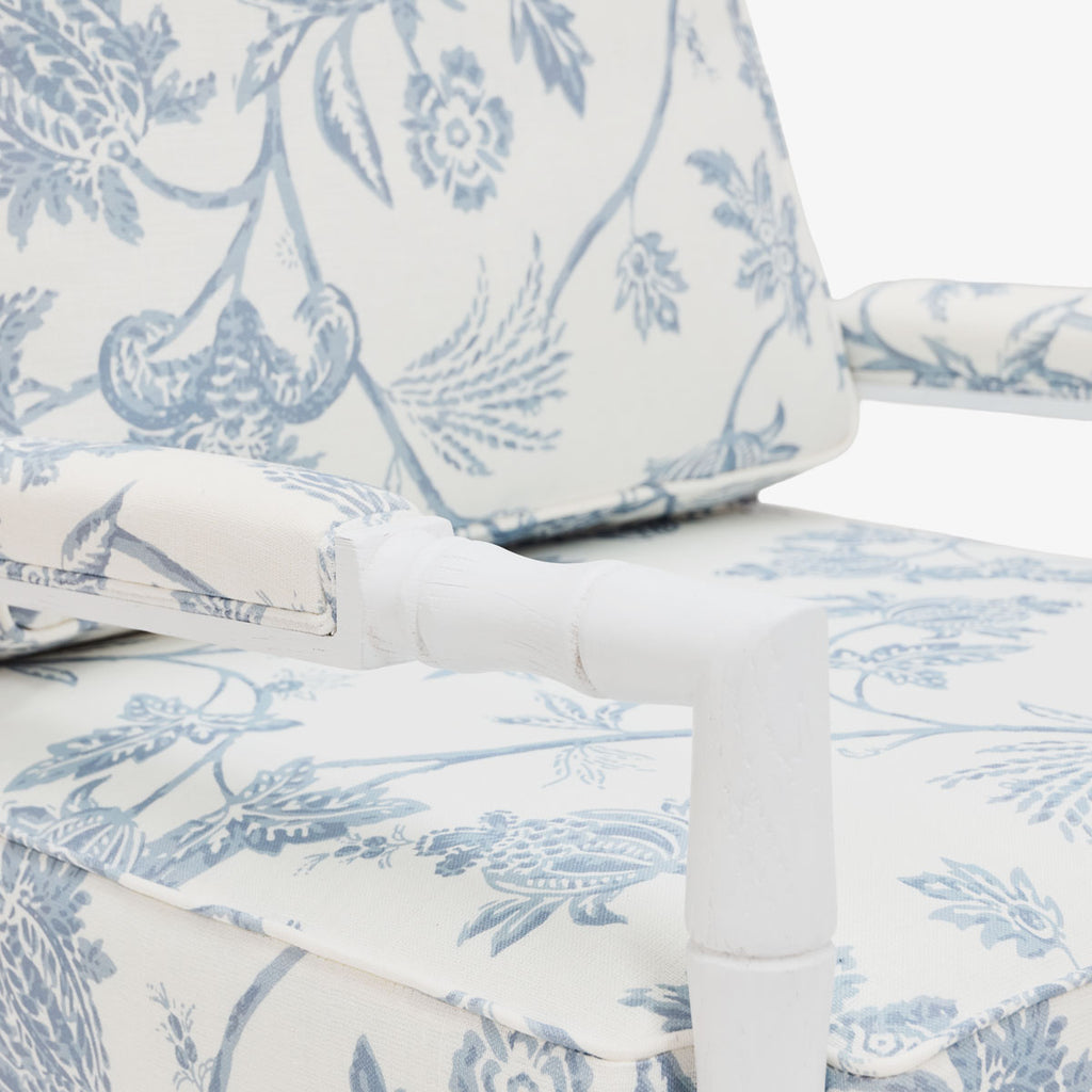 Indira White Grain Bamboo Armchair (Spring Floral) Close Up of Arm