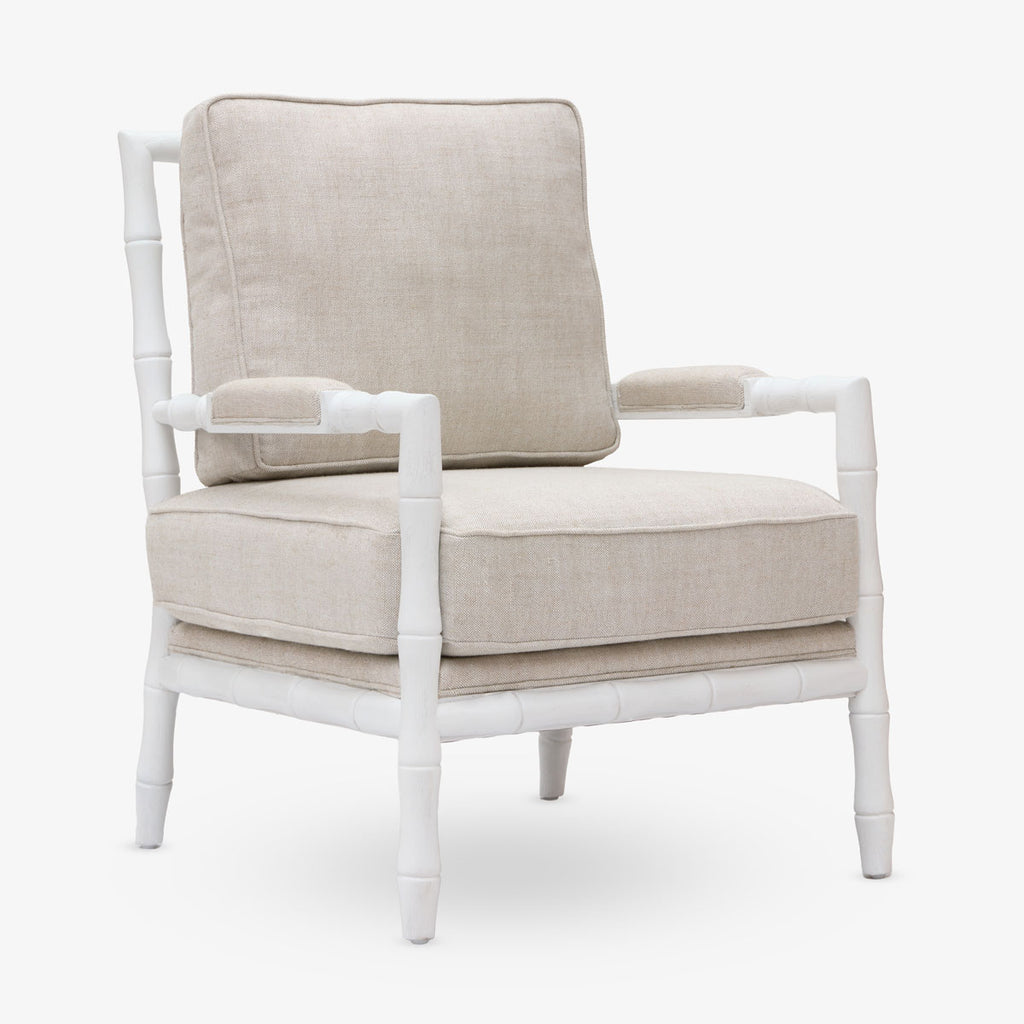Indira White Grain Bamboo Armchair (Natural) Front View