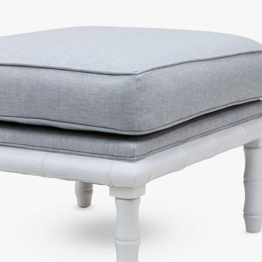 Indira Bamboo Ottoman (White & Duck Egg Blue) Close Up