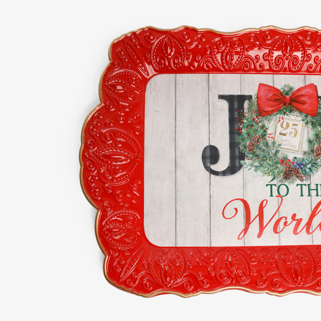 Joy Christmas Tray Close Up