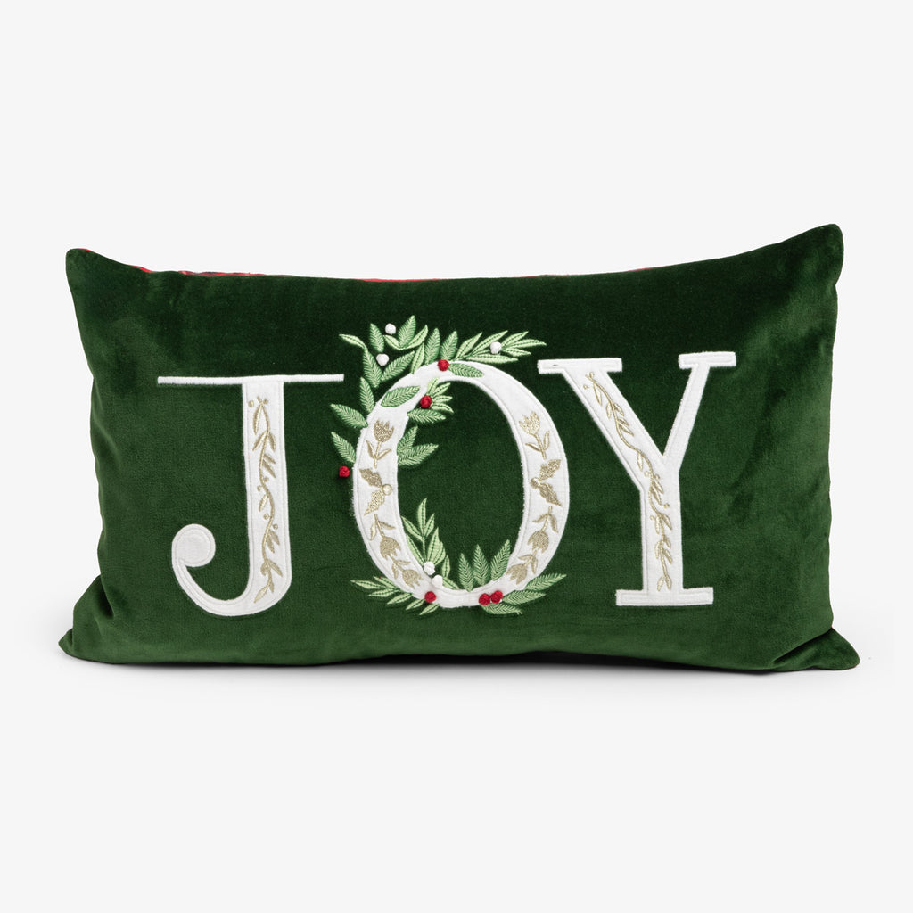 Joy Velvet Cushion Cover Rectangular (Green) Front