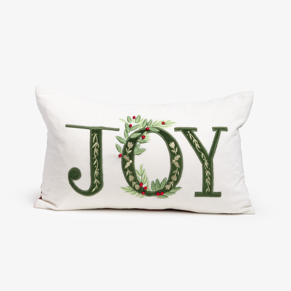 Joy Velvet Cushion Cover Rectangular (White) Front