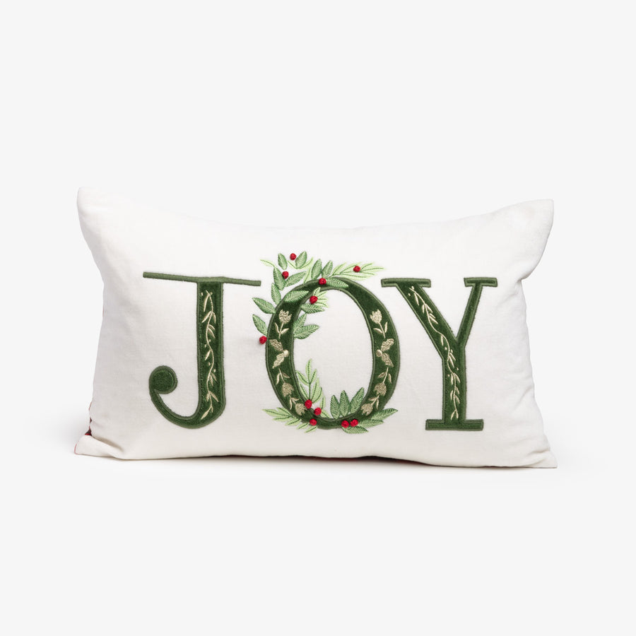 Joy Velvet Cushion Cover Rectangular (White) Front