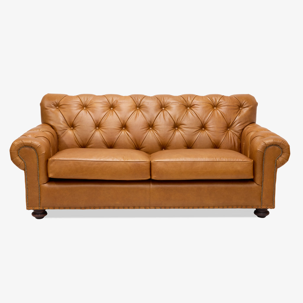 Kingston Tan Leather Sofa Front View