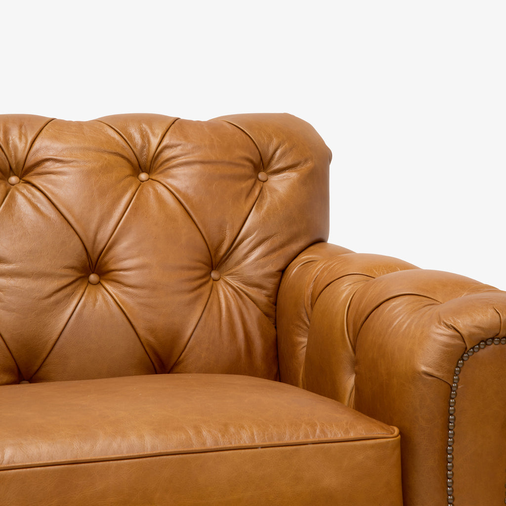 Kingston Tan Leather Sofa Close Up