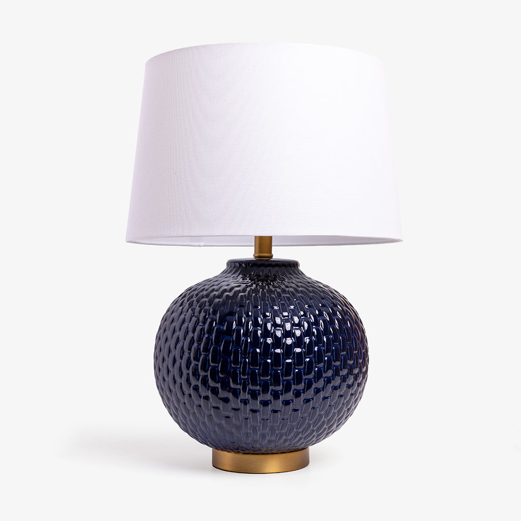 Knit Ceramic Lamp with Shade (Blue)