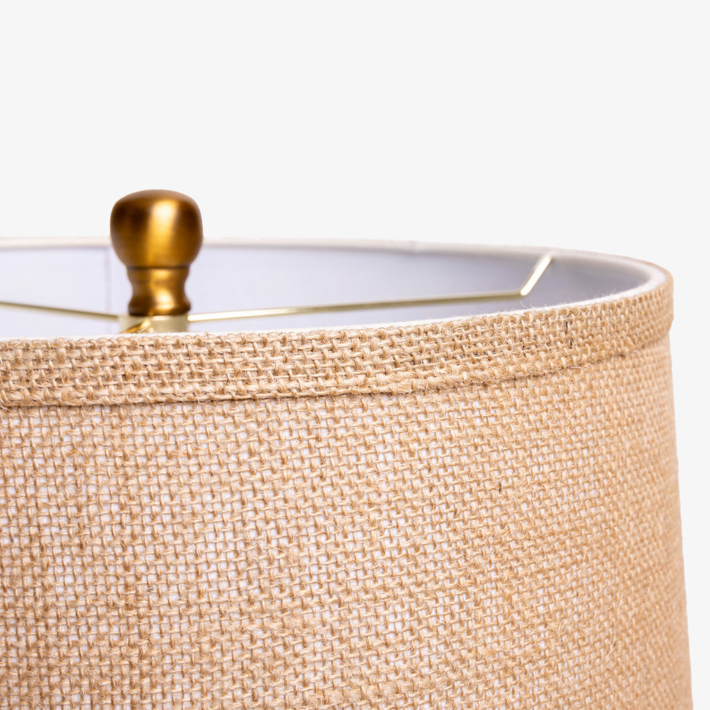 Knit Ceramic Lamp with Shade (White) - Close Up Of Shade