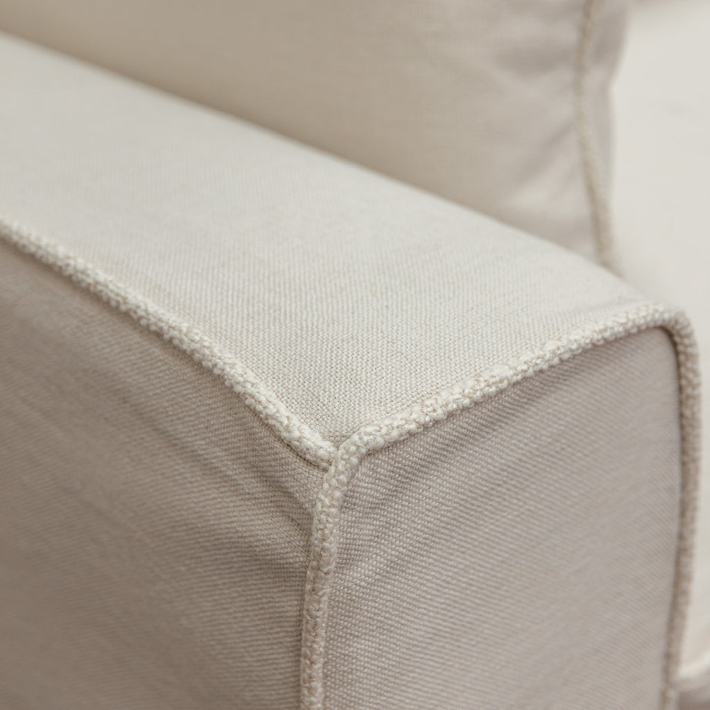 Clara Two Seater Lounge (Off White & Boucle Piping) Detail