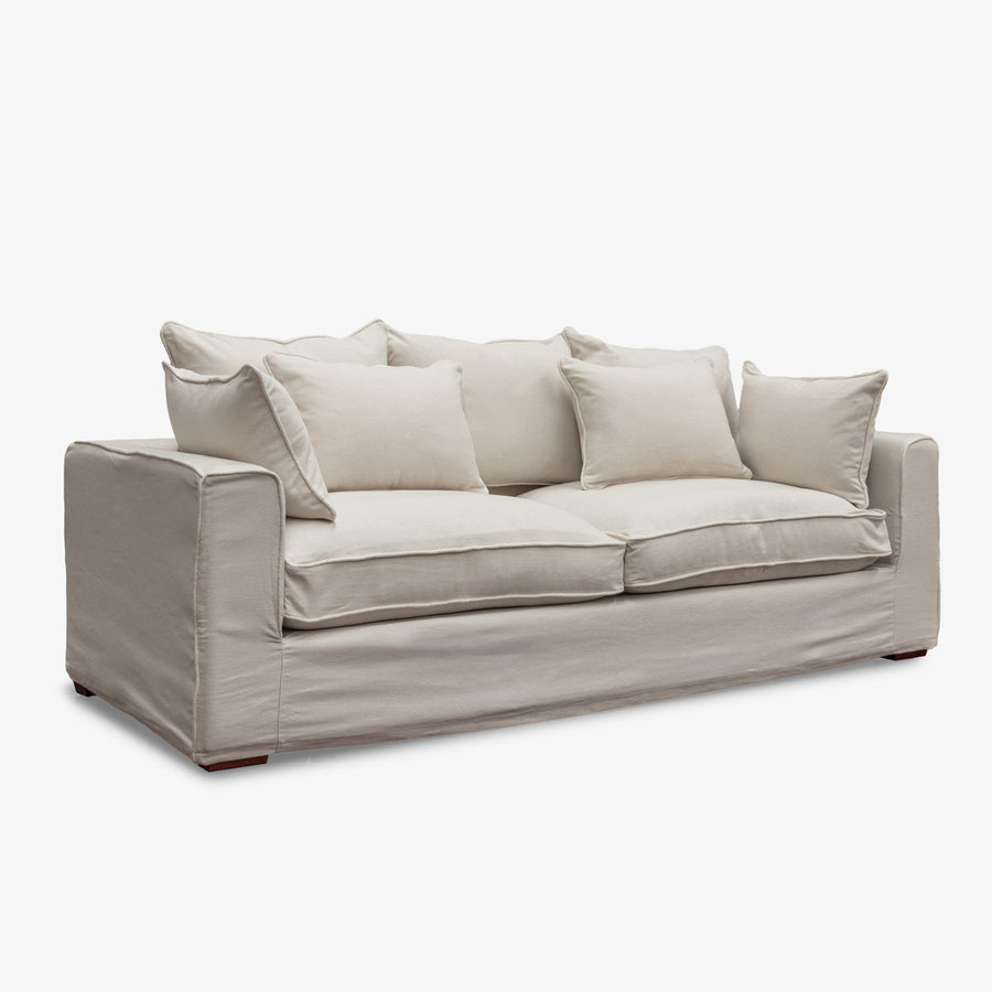 Clara Two Seater Lounge (Off White & Boucle Piping) Side