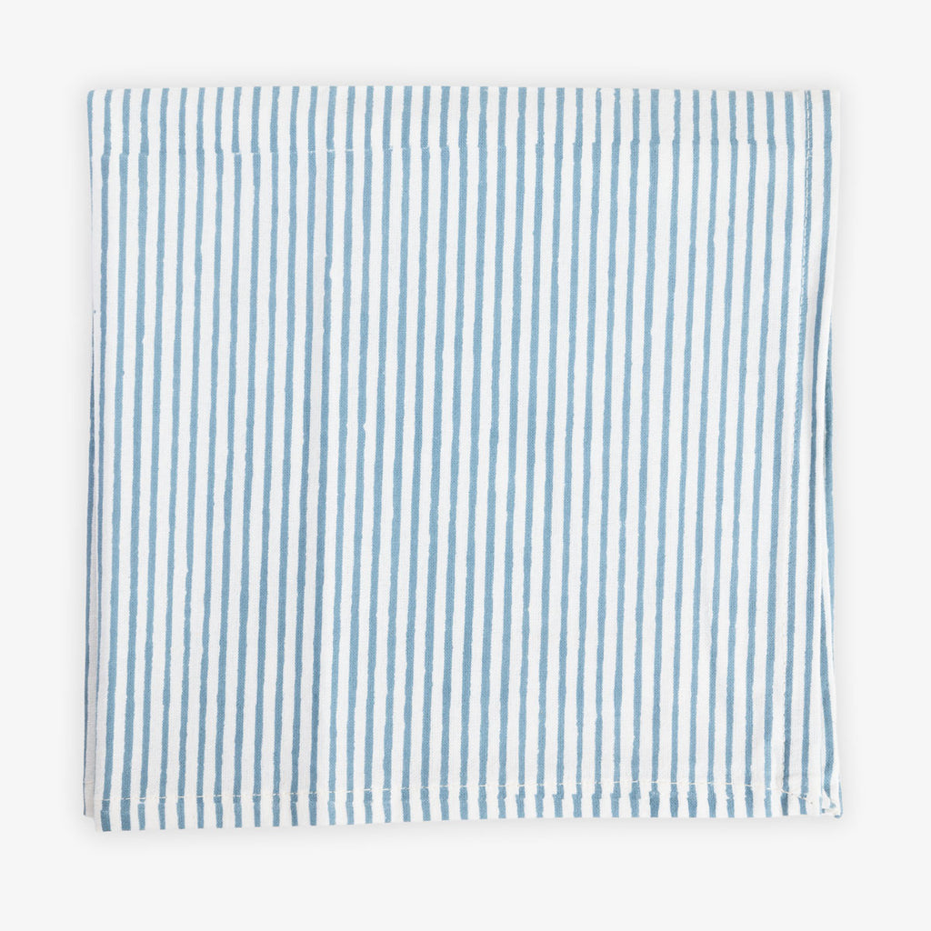 Laya Blue Narrow Stripe Napkins (Set of 4) Individual View
