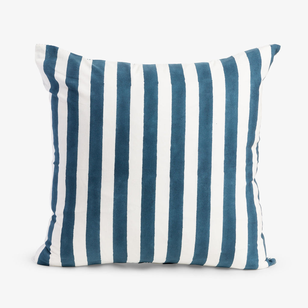 Laya Blue Stripe Cushion Cover Front View