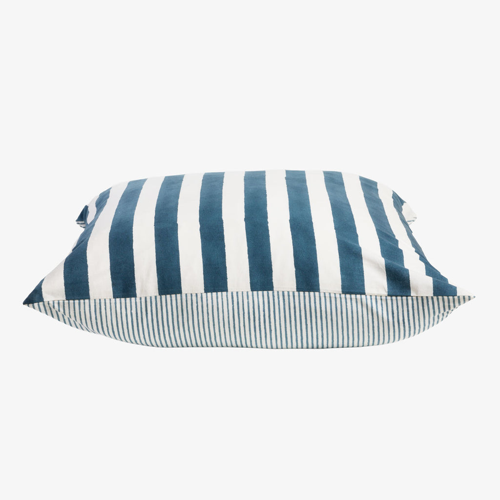 Laya Blue Stripe Cushion Cover Side View