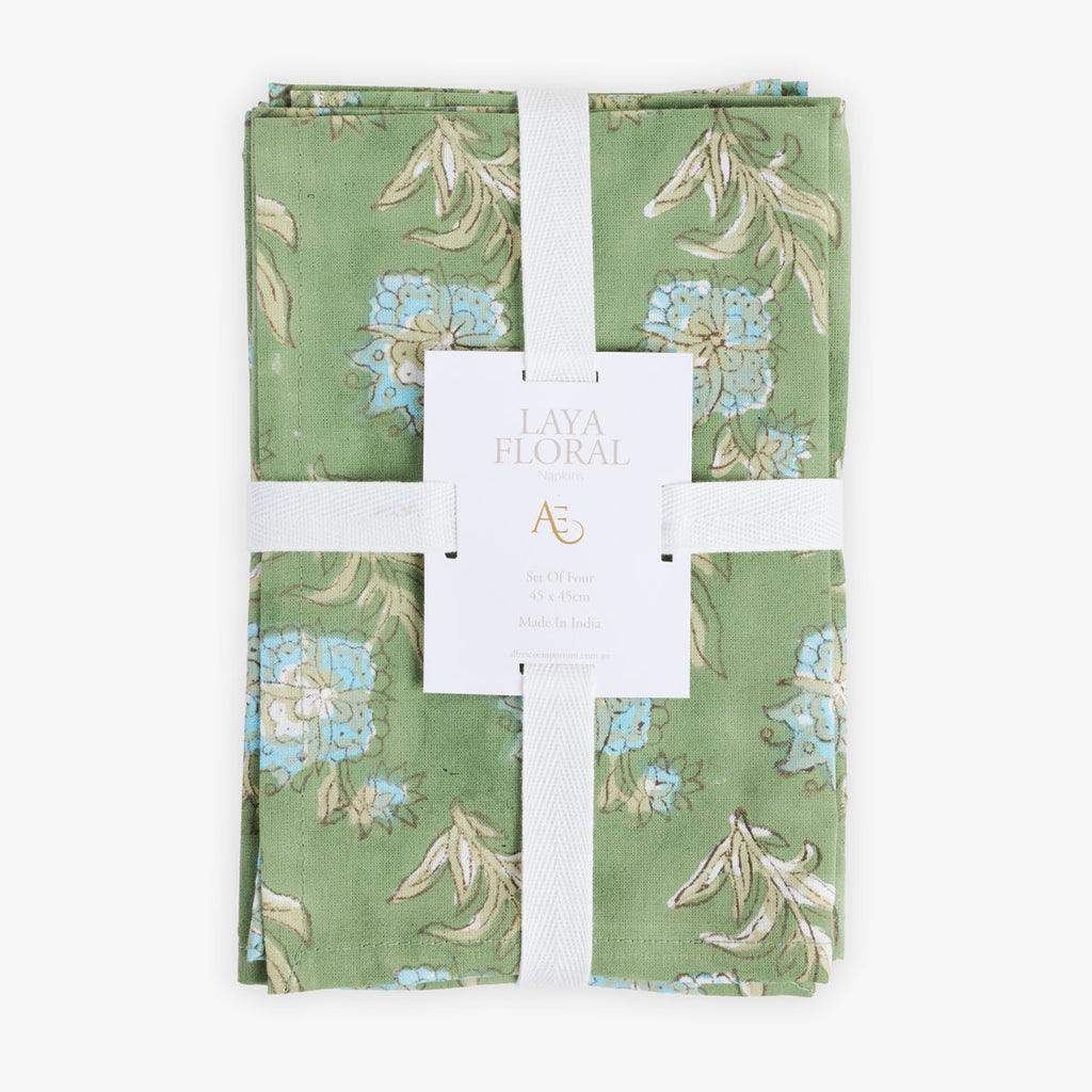 Laya Floral Napkins (Set of 4) Front View of Set