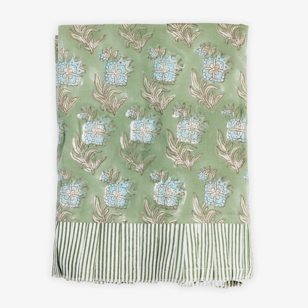 Laya Floral Ruffled Tablecloths Front View