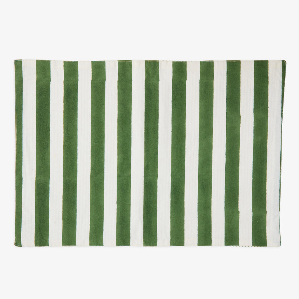 Laya Sage Stripe Double Sided Placemat (Set of 4) Wide Stripe Side