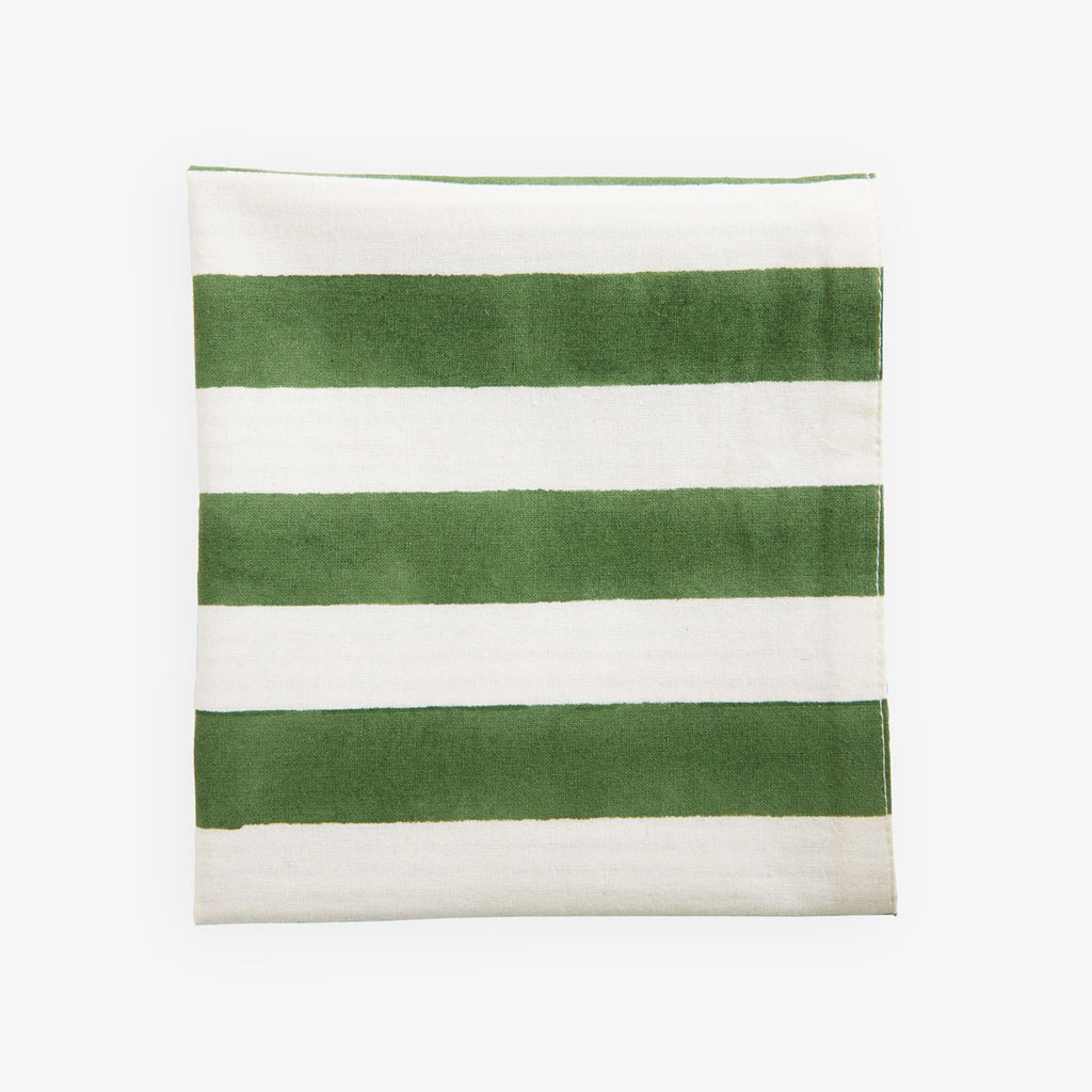 Laya Sage Wide Stripe Napkins (Set of 4) Front View 