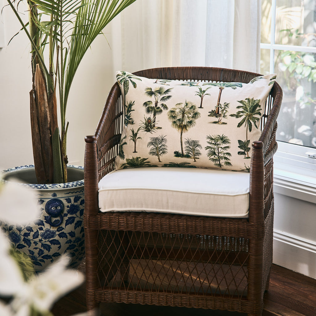 Le Palm Cushion Cover Rectangular Styled On Rattan Chair
