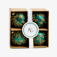 Leaf Baubles Set Of 4 (Green & Gold) In Box