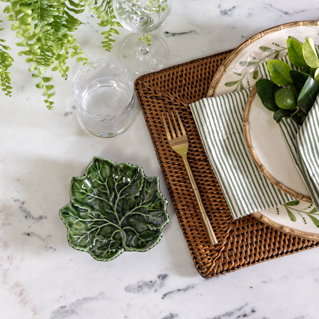 Leaf Bowl & Plate Green Styled on Table