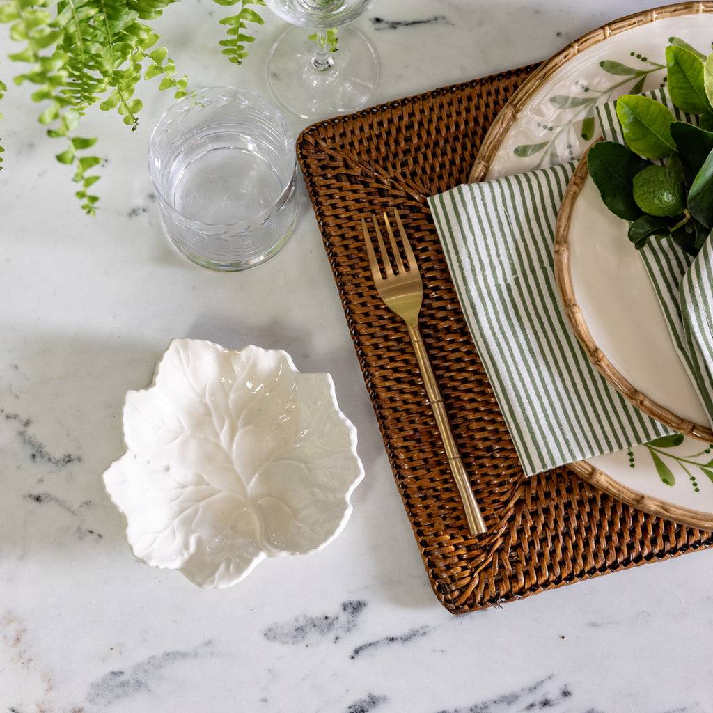 Leaf Bowl & Plate Ivory Styled on Table